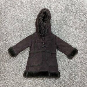 Baby Gap Hooded Faux Fur Girls Winter Dress Coat Size 2T Brown